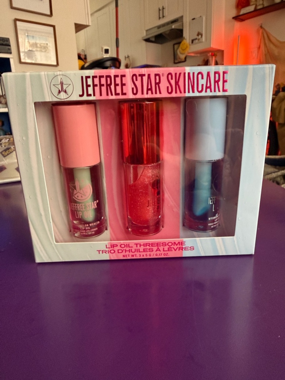 Jeffree Star Lip Oil Trio – Pink, Red & Blue Gloss Set
